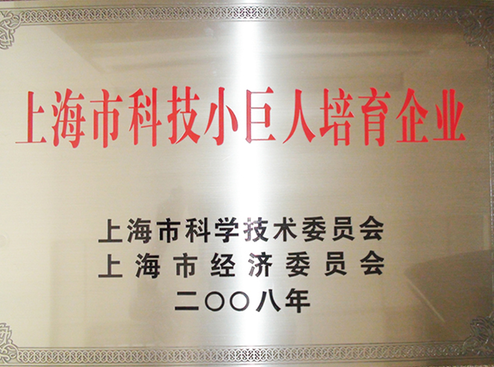 2008年被認(rèn)定為上海市科技小巨人培育企業(yè)